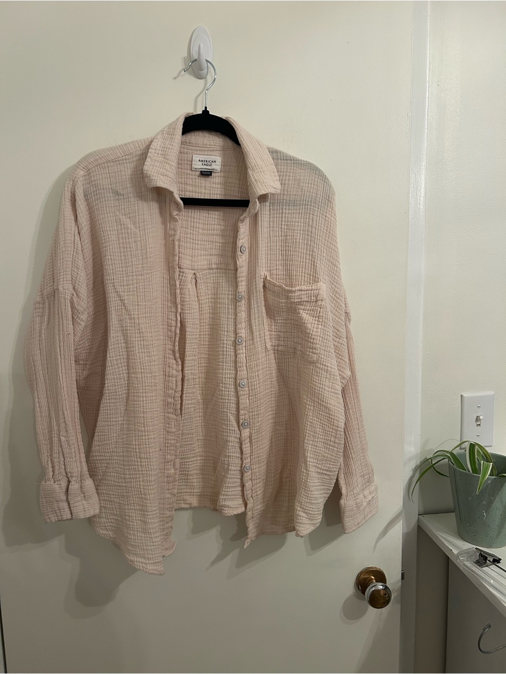 American Eagle Outfitters Soft Gauze Button-Up Oversized Shirt